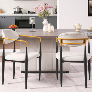 Modern Upholstered Dining Chair With Accented Armrests (Set of 2)