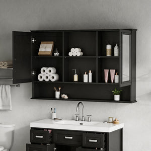 Wall Mounted Bathroom Medicine Cabinet With Double Mirrored Doors