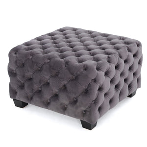 Modern Glam Ottoman With Upholstery And Button Tufted Design