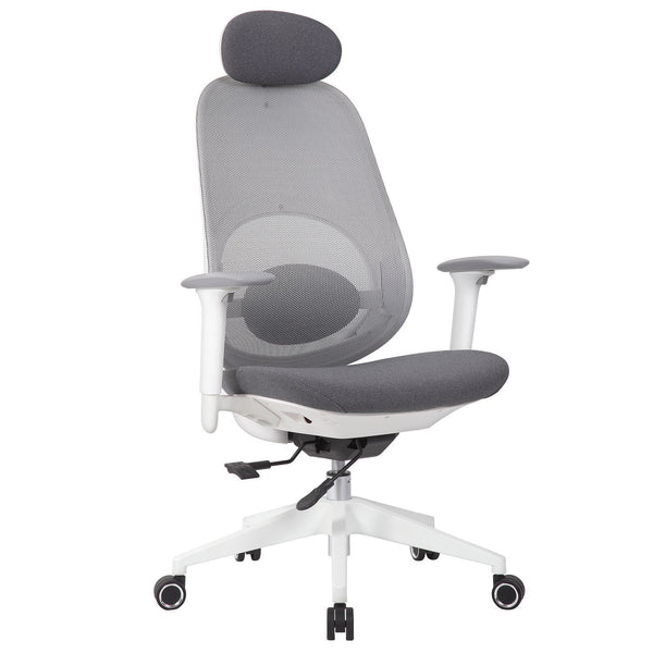 High Back Swivel Desk Chair With Height Adjustable Backrest, 3 Tilt Lock & Rotatable Headrest - Milk White