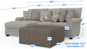 Livingston - Sectional With Comfort Coil Seating, 40" Cocktail Ottoman And Accent Pillows Included