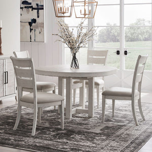 Backroads - 5 Piece Pedestal Table Set - Weathered White & Parchment