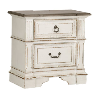 Abbey Park - 2 Drawer Nightstand With Charging Station - Antique White