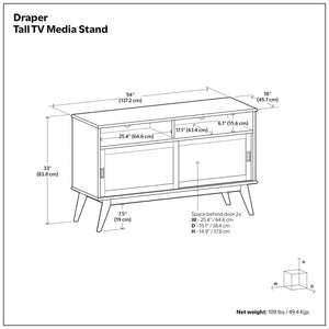 Draper - Handcrafted Mid Century Low TV Media Stand