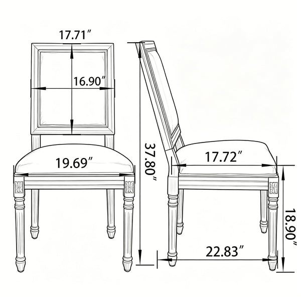 Dining Chairs With Upholstered Square Back (Set of 2)