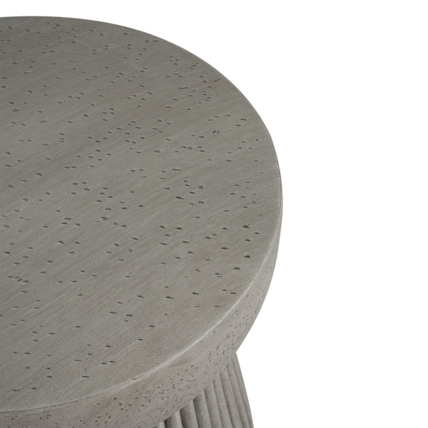 Modern Outdoor Lightweight Concrete Side Table With Hourglass Design - Light Gray