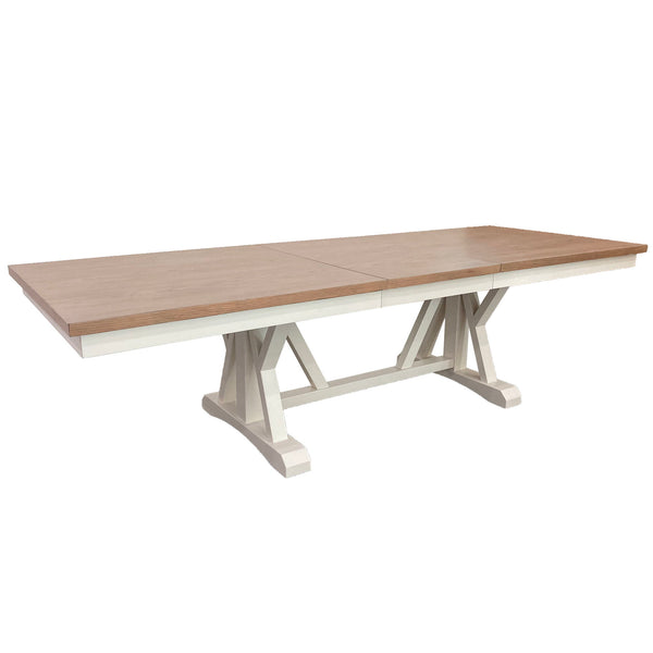 Americana Modern Dining - Extendable Trestle Table With 8 Upholstered Chairs - Cotton