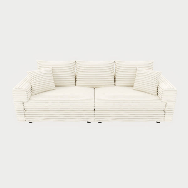 Deep Seat Convertible Sofa With Soft Pillows And Ottomans
