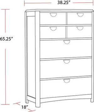 Escape - Bedroom 5 Drawer Chest With Cedar Bottom - Glazed Natural Oak