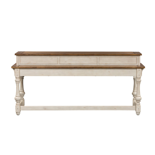 Morgan Creek - Console Bar Table - Antique White / Wirebrushed Tobacco Accents