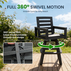 5 Piece Outdoor Bar Set With Table And Swivel Stools - Carbon / Ember Black