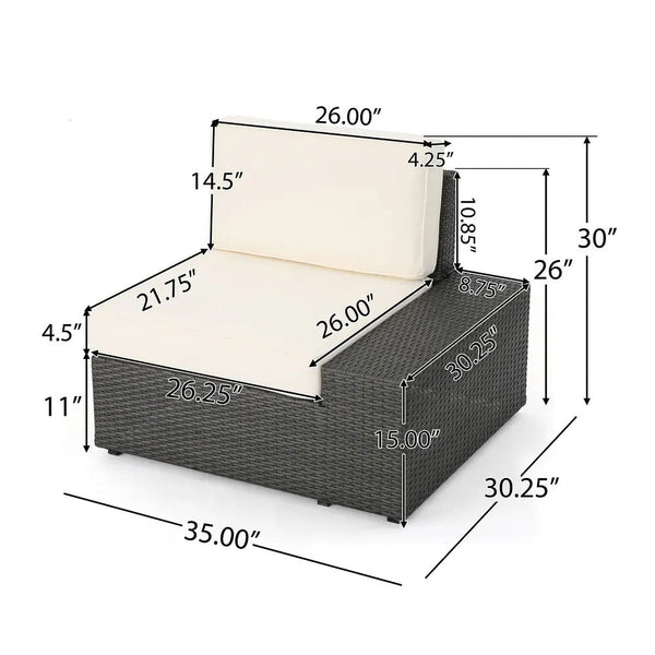 Santa Cruz - Outdoor 8 Piece Sectional Set - Dark Brown