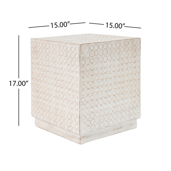 Chic Modern Mgo Cube Side Table With Fluted Design - Antique Brown