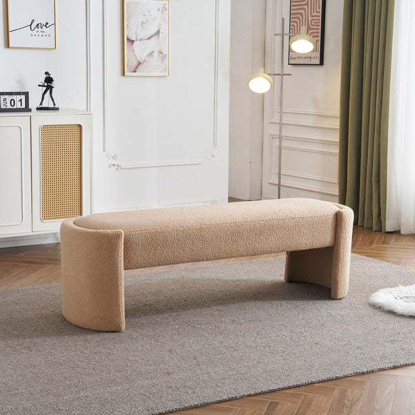Simple Long Ottoman Bench - Light Camel