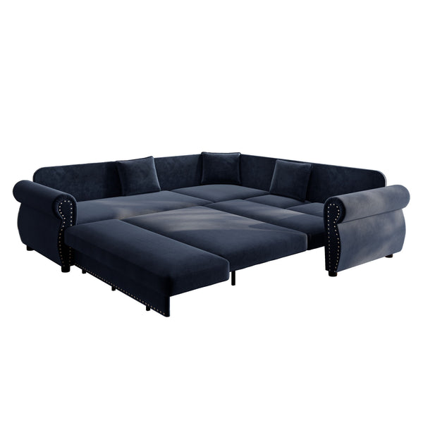 L-Shaped Sofa Couch With Pull-Out Bed