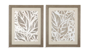 Mudcloth Foliage II Framed Print - Light Brown / Beige