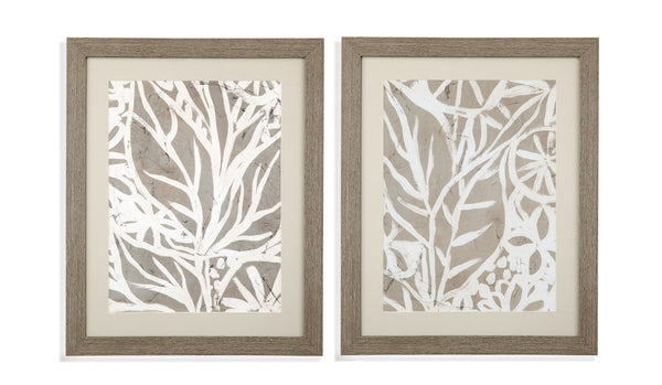 Mudcloth Foliage II Framed Print - Light Brown / Beige