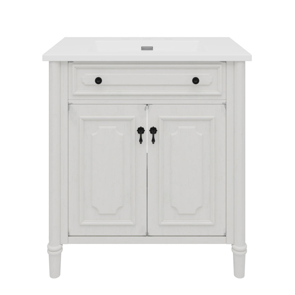 Vintage Bathroom Vanity With Sink, Rustic Cabinet With Soft Close Doors