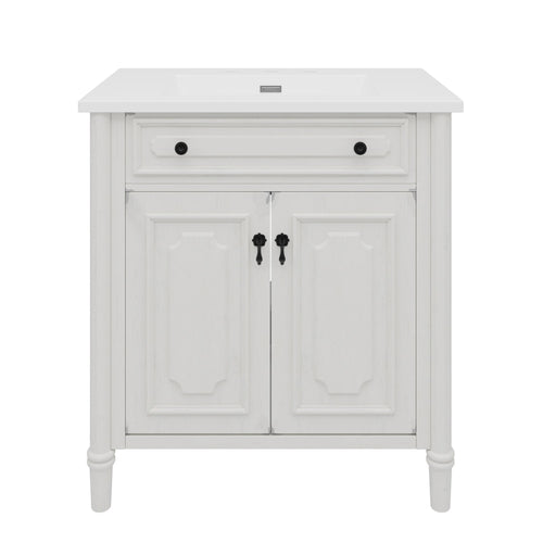 Vintage Bathroom Vanity With Sink, Rustic Cabinet With Soft Close Doors