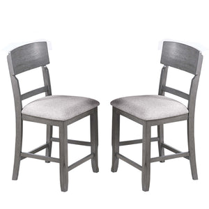 7 Piece Counter Height Dining Set With Storage Shelves, Table & 6 High Chairs - Gray
