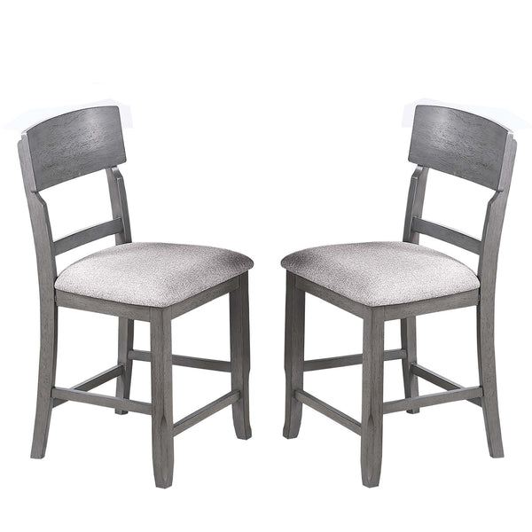 7 Piece Counter Height Dining Set With Storage Shelves, Table & 6 High Chairs - Gray