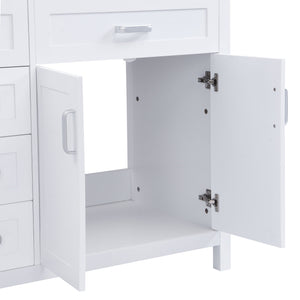 Bathroom Vanity Cabinet Only, Soft Close Doors & Drawers, 4 Drawers & 2 Double Door Cabinets - White