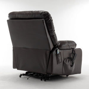 Lift Chair With Heat & Massage, 2 Pockets, 2 Cup Holders, Dual Remote - Wine Red