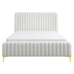 Valery - Queen Size Platform Bed - Cream