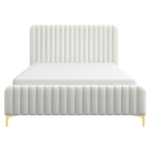 Valery - Queen Size Platform Bed - Cream