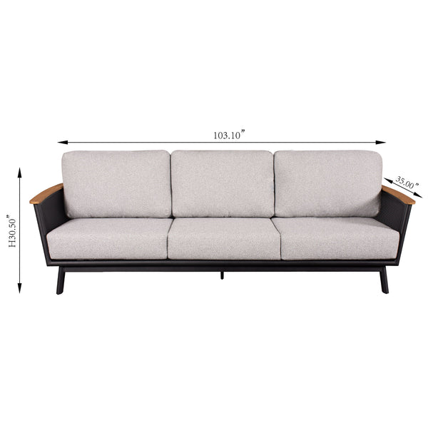 Sofa Set With Armrests - Black / Black Multi