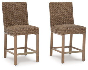 Walton Bridge - 5 Pc. - Square Bar Table W/Fire Pit, 4 Barstools - Driftwood