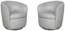 Barolo - 100% Italian Leather Swivel Club Chair (Set of 2)