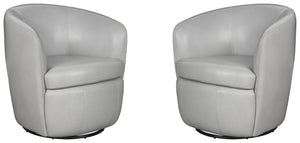 Barolo - 100% Italian Leather Swivel Club Chair (Set of 2)