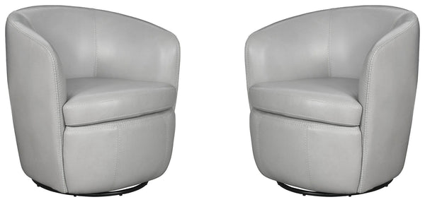 Barolo - 100% Italian Leather Swivel Club Chair (Set of 2)