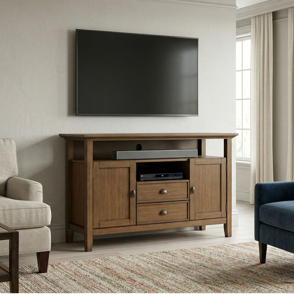 Redmond - Tall TV Media Stand - Rustic Natural Aged Brown