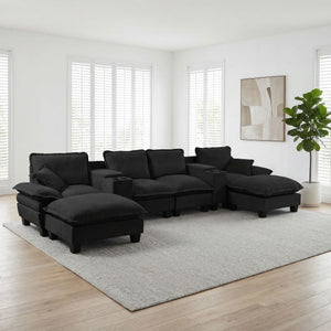 Modular Cloud Couch Sofa With Cup Holders & Storage, USB Port