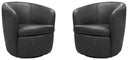 Barolo - 100% Italian Leather Swivel Club Chair (Set of 2)
