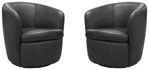 Barolo - 100% Italian Leather Swivel Club Chair (Set of 2)