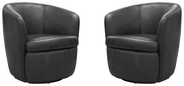 Barolo - 100% Italian Leather Swivel Club Chair (Set of 2)