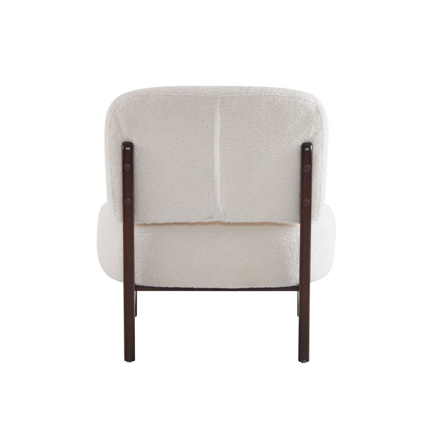 Modern Boucle Lounge Chair With Solid Wood Fram
