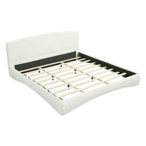 King Curved Upholstered Bed With Smart Ambient Lighting - Cream