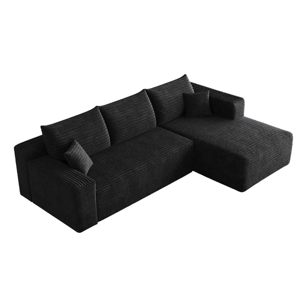 Cloud Sectional Sofa, Comfort U-Shaped Sofa For Living Room - Black