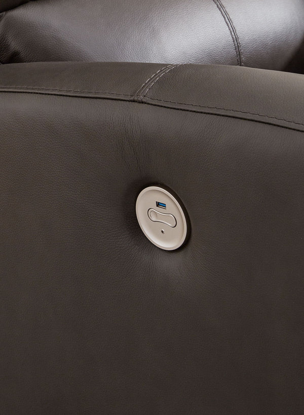 Boxmere - Dbl Power Reclining Loveseat with Console - Storm