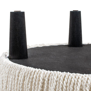 Yolanda - Round Upholstered Accent Ottoman - Almond White