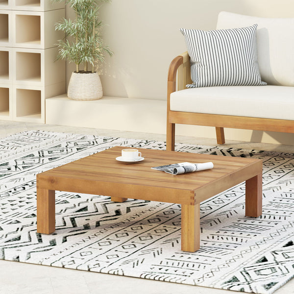 Mythical - Square Outdoor Coffee Table With Frame And Slat Top - Teak
