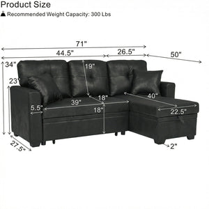 Sectional Sofa With Pull Out Bed, Reversible Chaise