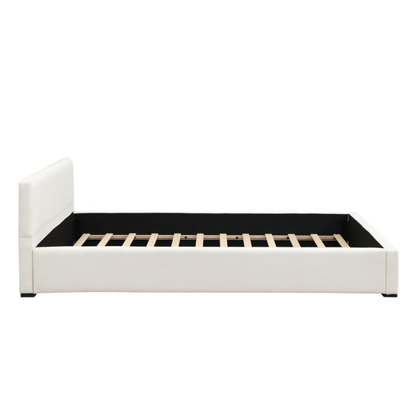 Queen Bed Wide Edge With Soft Upholstery - Beige