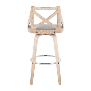 Charlotte - Farmhouse Fixed Height Bar Stool With Swivel And Round Footrest (Set of 2)
