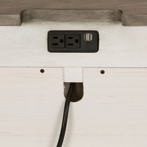 Abbey Park - 2 Drawer Nightstand With Charging Station - Antique White