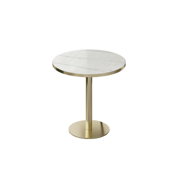 Round Bistro Table - Gold / White